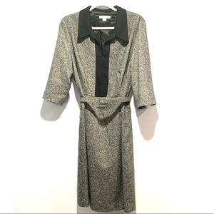 Pendleton Vintage Wool Silk Blend Grey and Black Belted Collared Dress